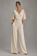 Elara Ivory Ruched Jumpsuit