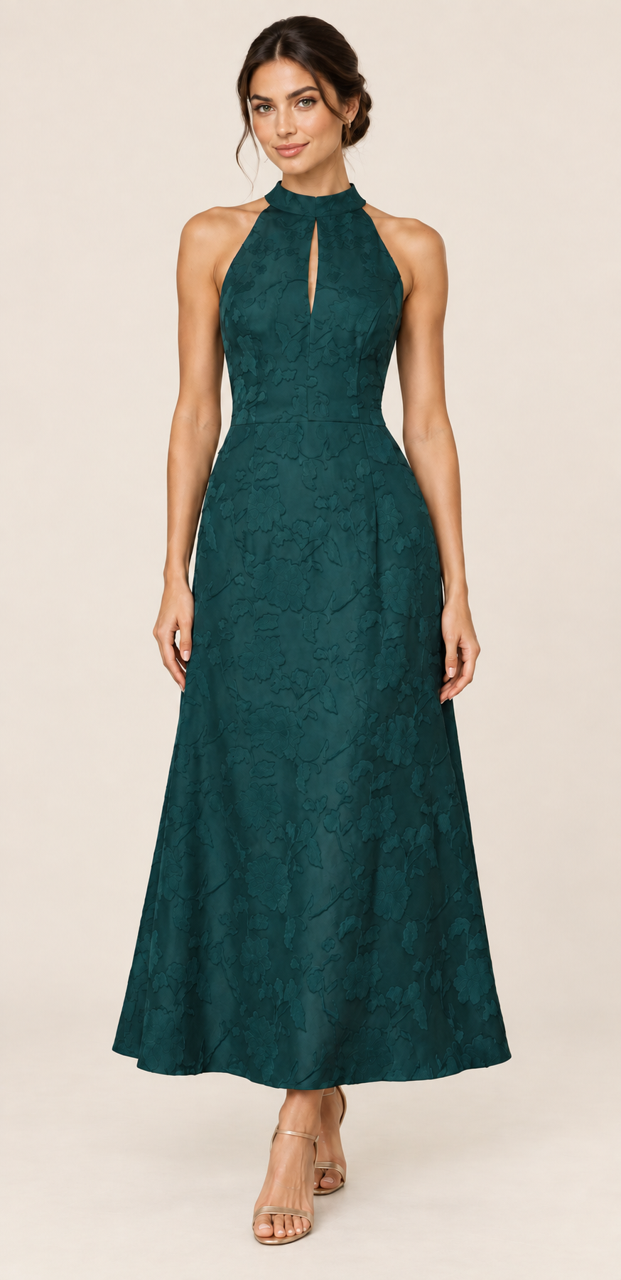Evelina Emerald Jacquard Maxi Dress