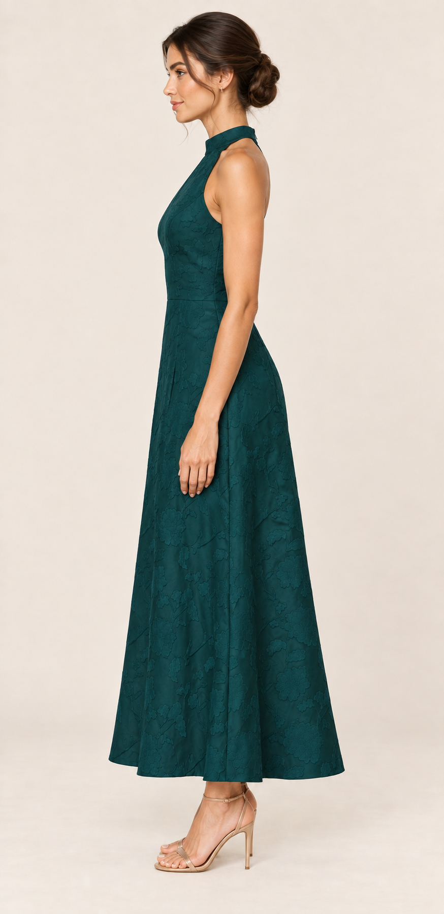 Evelina Emerald Jacquard Maxi Dress
