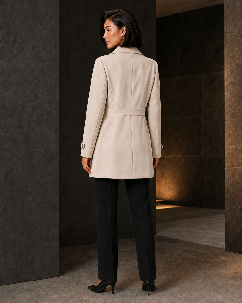 Brielle Cream Tailored Mid-Length Coat