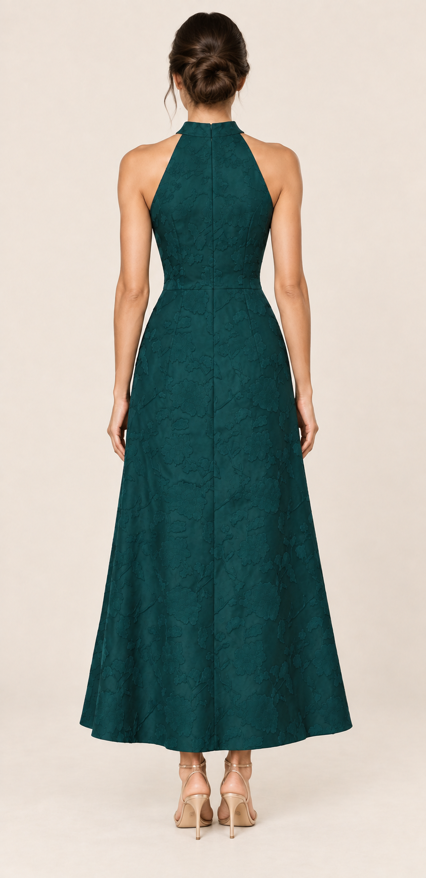 Evelina Emerald Jacquard Maxi Dress