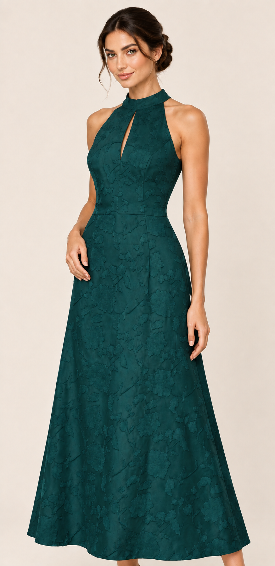 Evelina Emerald Jacquard Maxi Dress