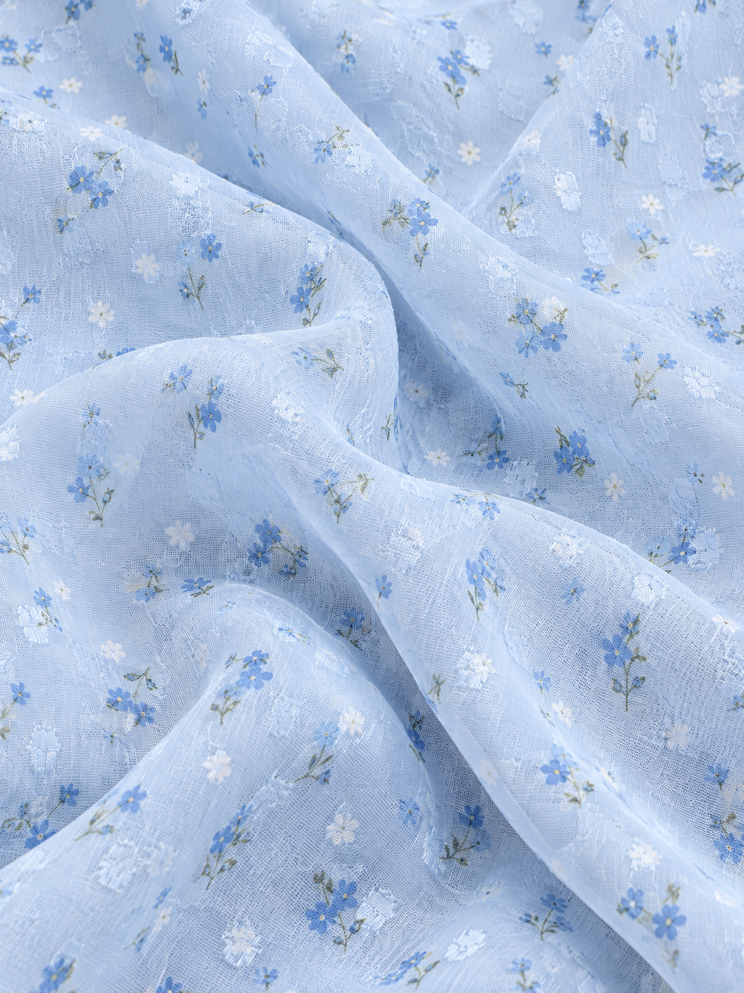 Arabella Powder-Blue Floral Chiffon Maxi Dress