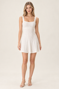 Elodie White Pointelle Knit Mini Dress