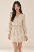 Lisette Apricot Polka Dot Chiffon Mini Dress
