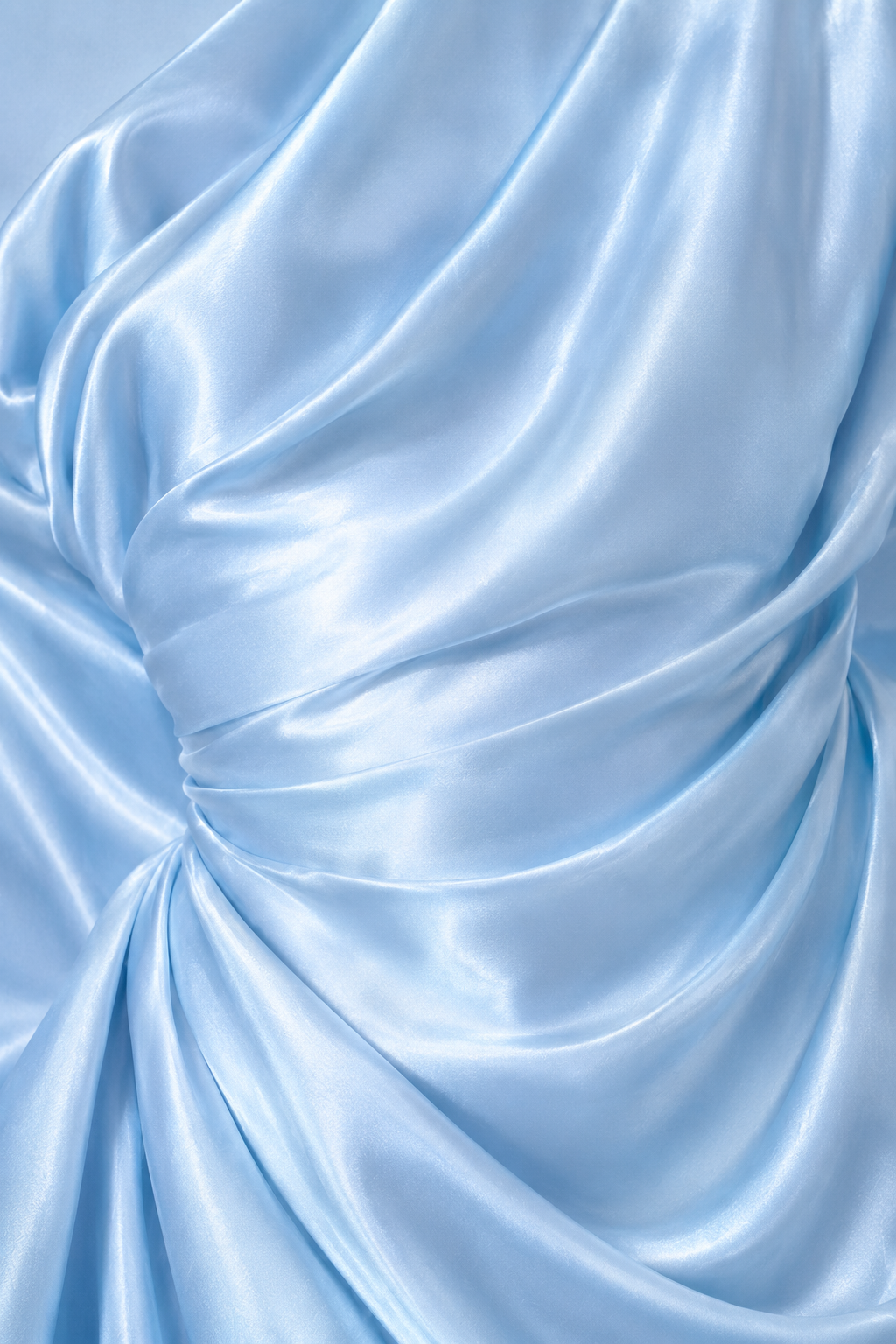 Celeste Ice Blue Draped Satin Dress