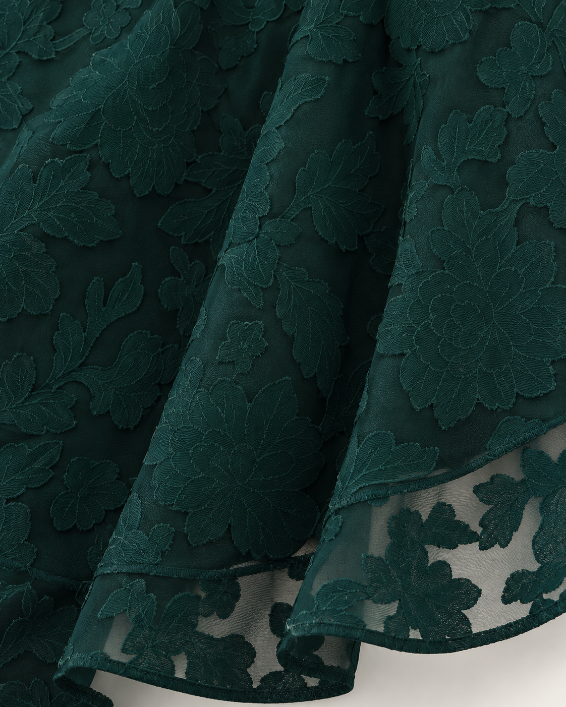 Ophelia Emerald Green Lace-Up Jacquard Midi Dress