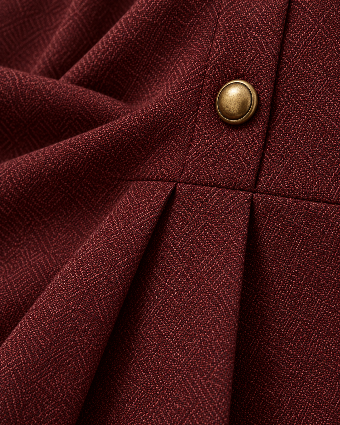 Verena Wine Red Pleated Button Mini Dress