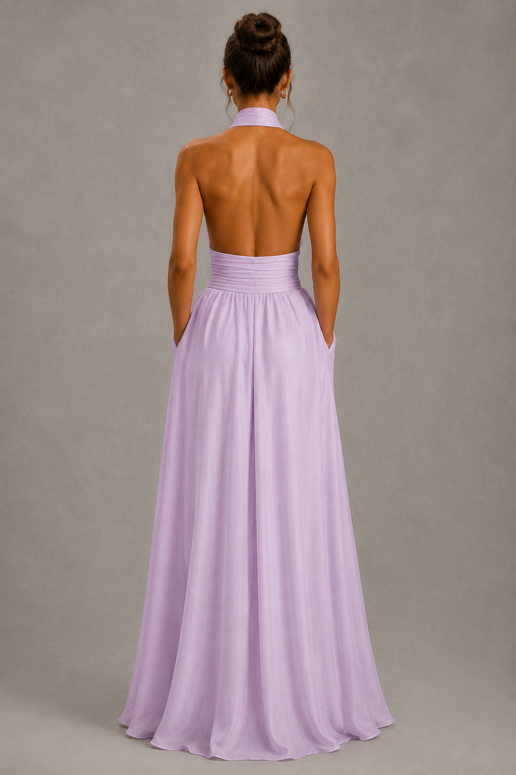 Liora Lavender Mist Halter Maxi Dress