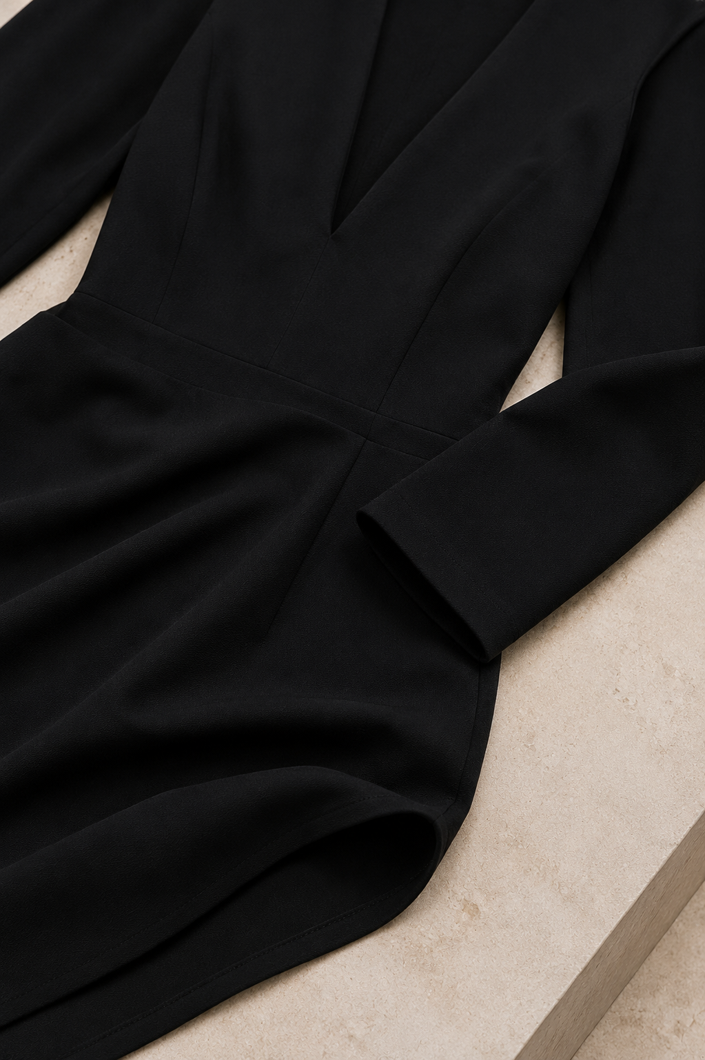 Selene Jet Black V-Neck Pencil Dress