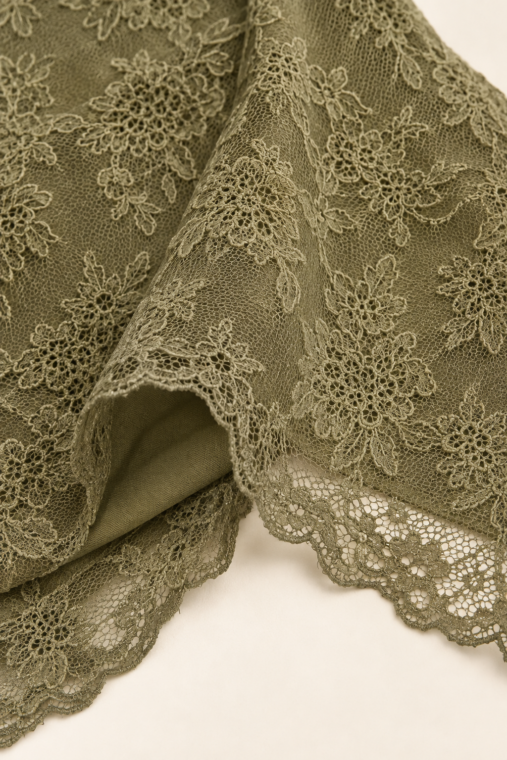Aurelia Olive Floral Lace Trumpet Midi Dress