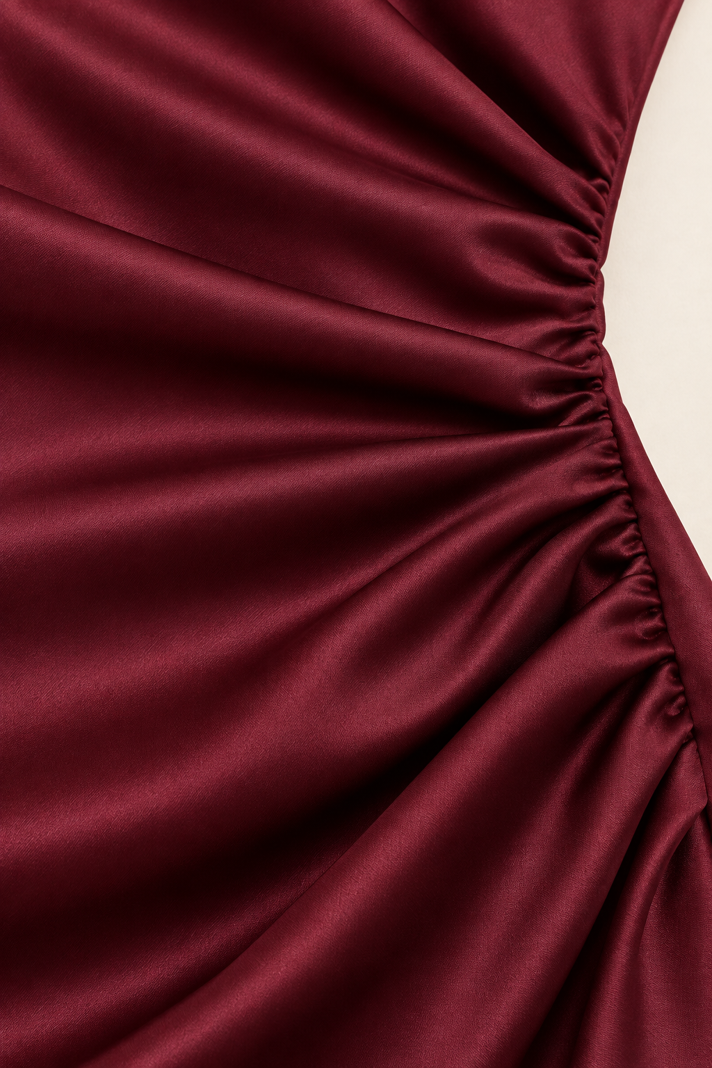 Cordelia Wine Red One-Shoulder Satin Midi Dress