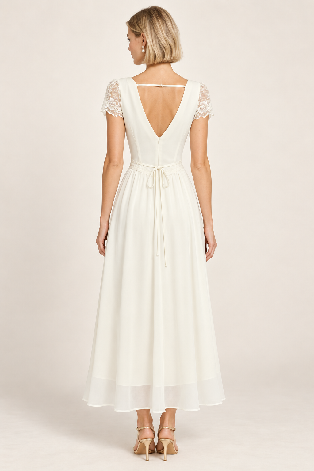 Genevieve Apricot Lace-Trim Maxi Dress