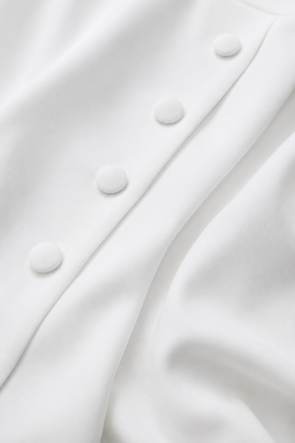 Vivienne White Asymmetric Button Midi Dress