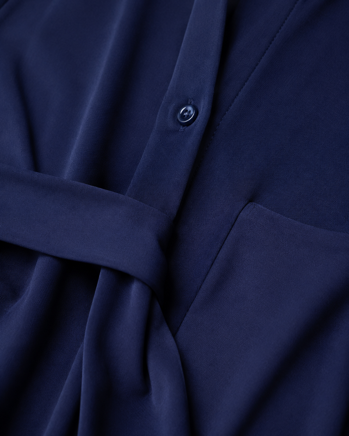 Adeline Navy Belted Midi Shirt Dress
