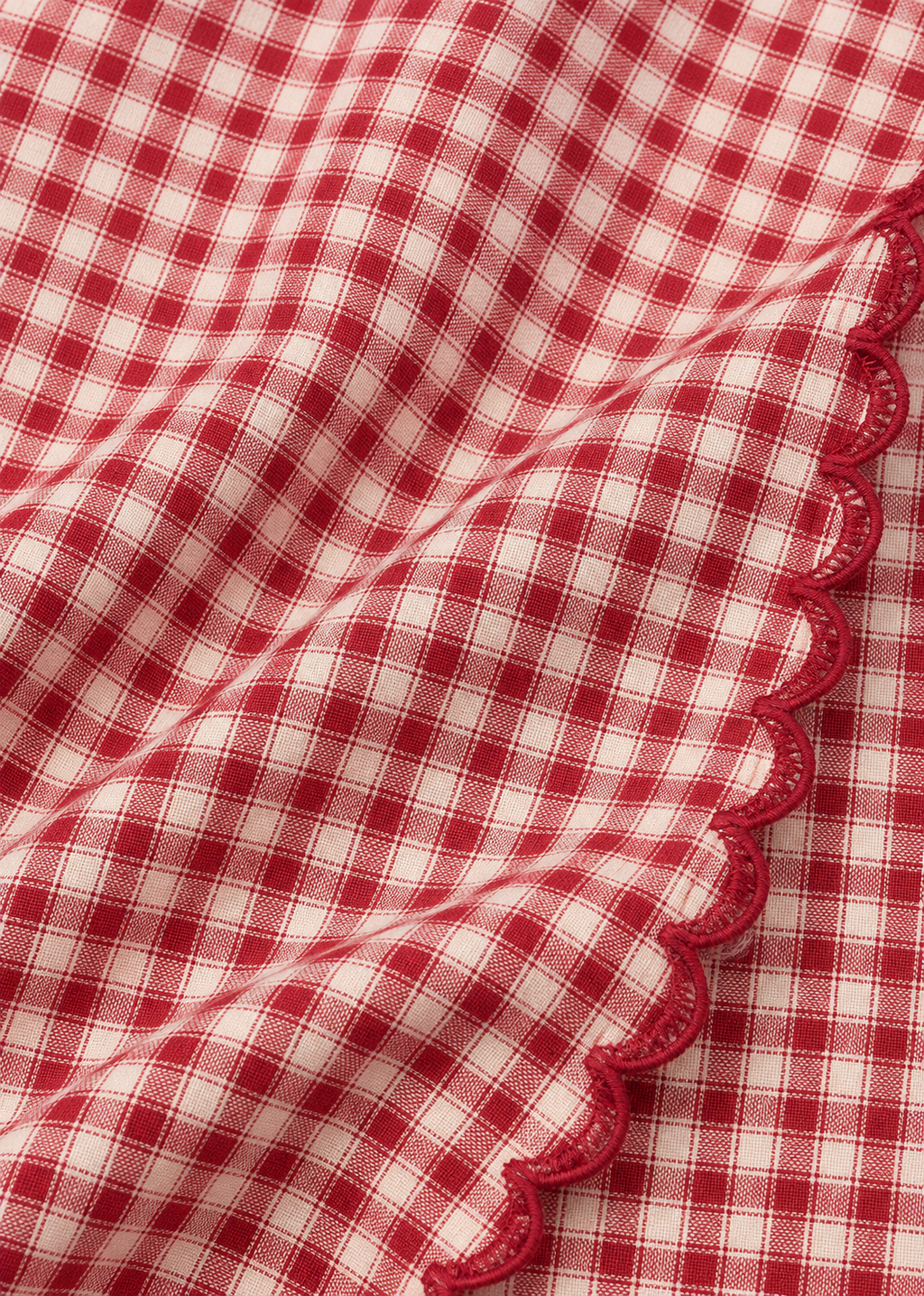 Cecilia Red Gingham Scallop-Trim Mini Dress
