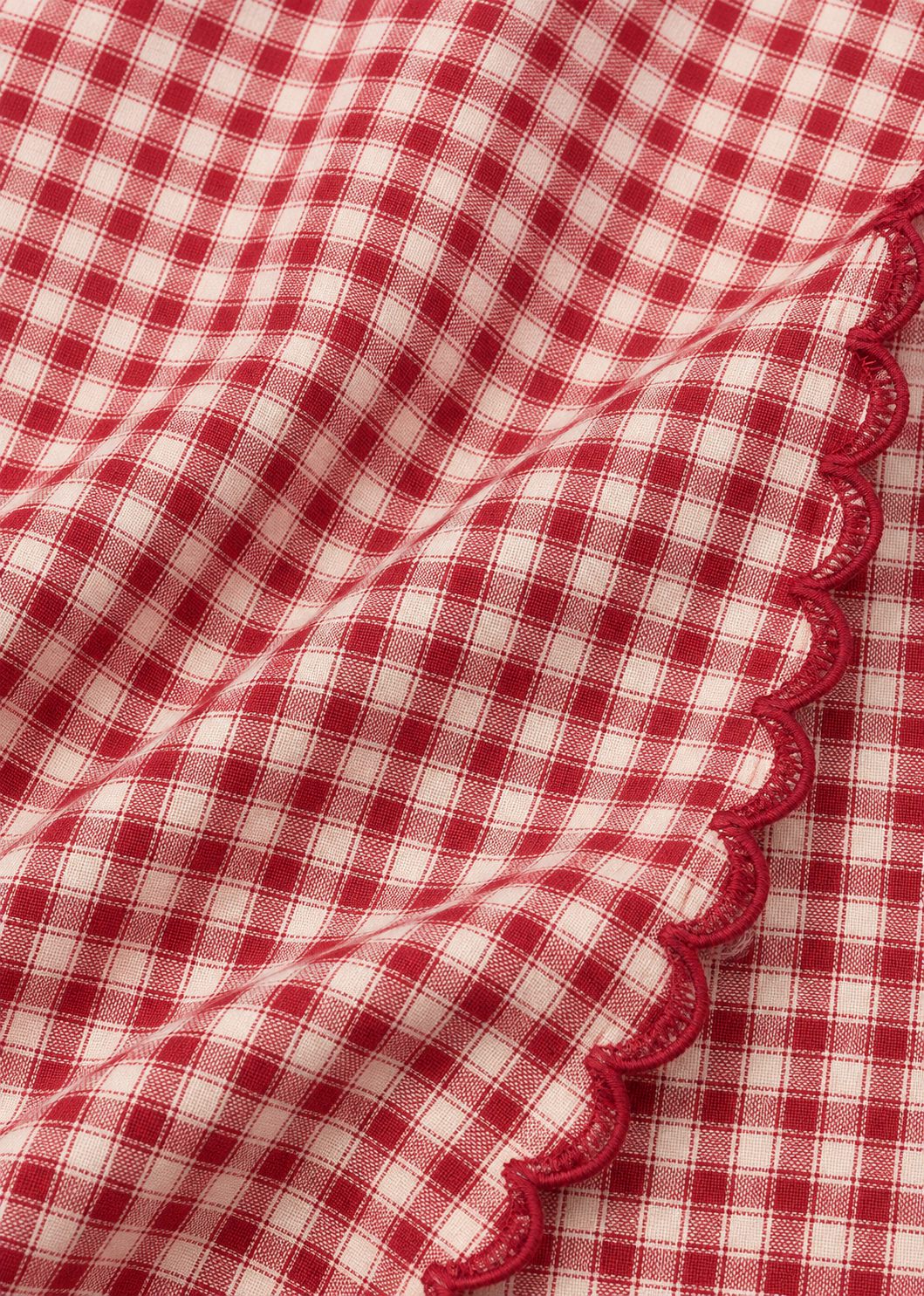 Cecilia Red Gingham Scallop-Trim Mini Dress